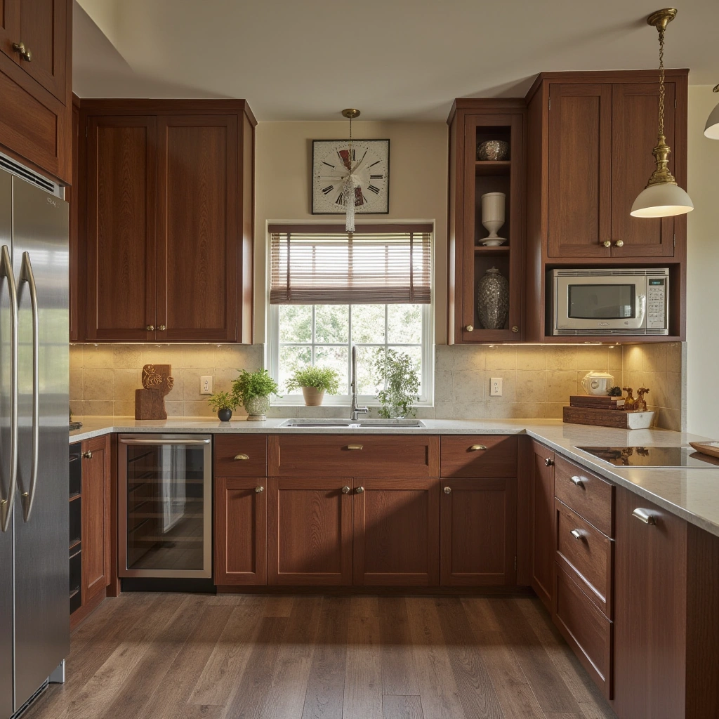2. Warm Walnut Vintage Cabinets