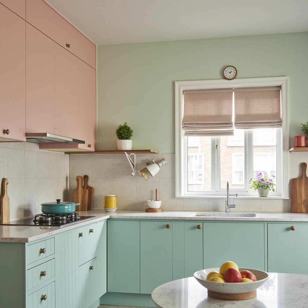3. Pastel-Colored Vintage Cabinets