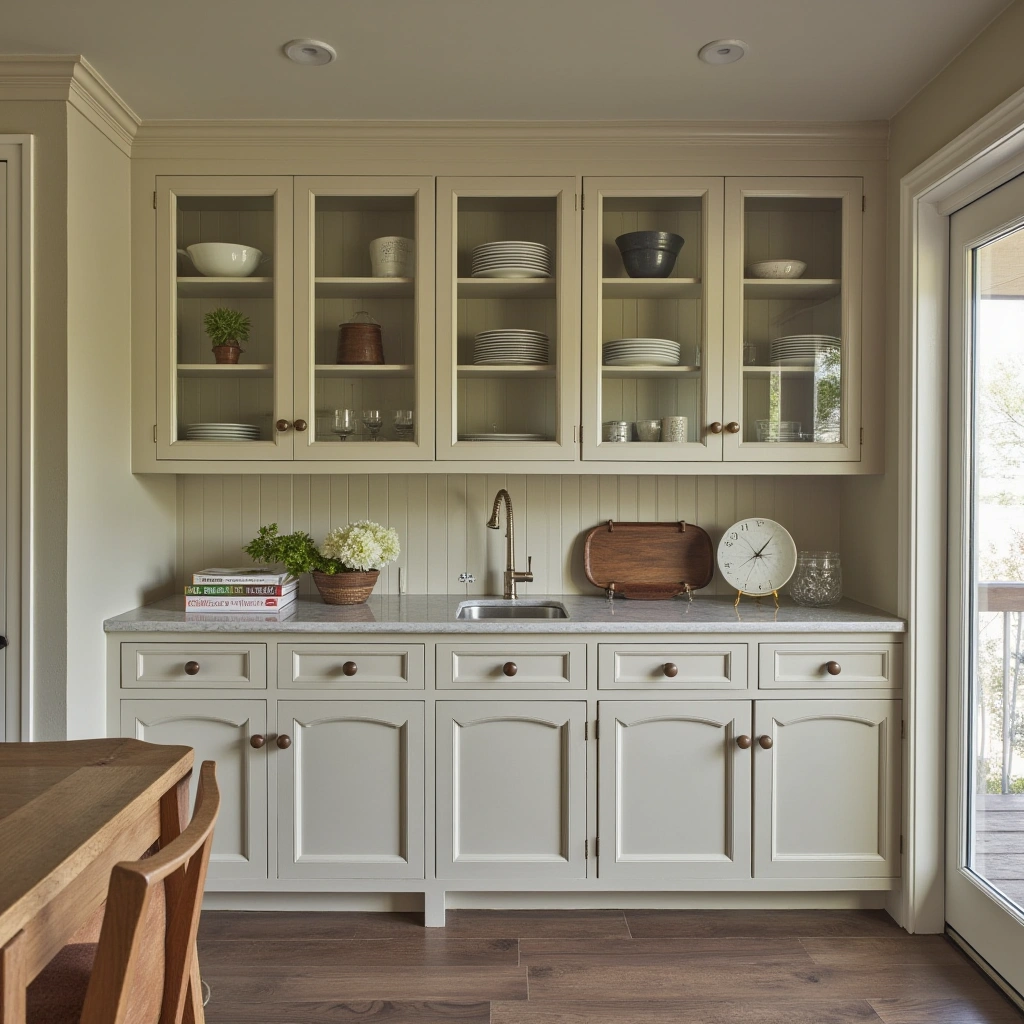 5. Glass-Front Vintage Cabinets