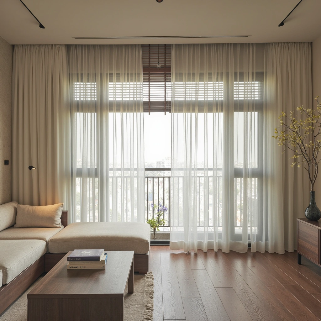 5. Floor-to-Ceiling Sheer Curtains for Height and Drama