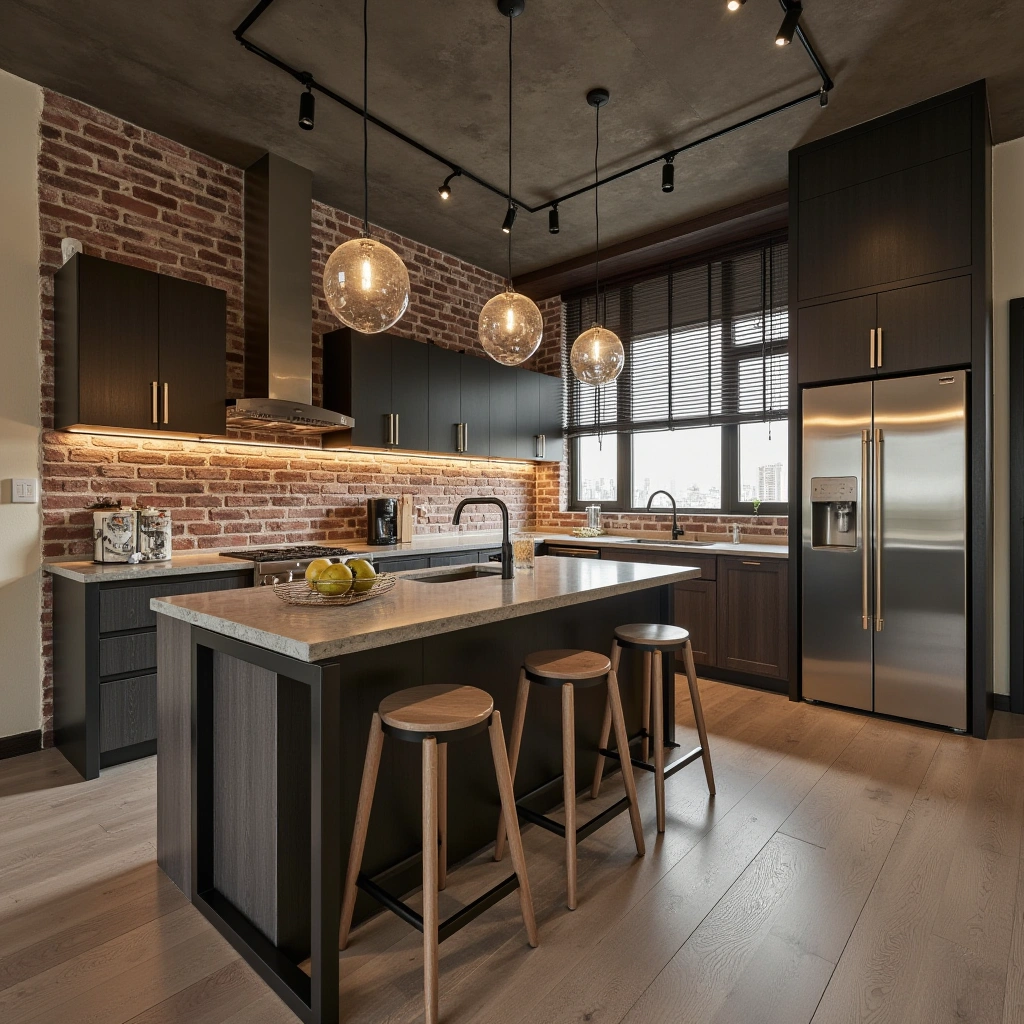 4. Industrial Open Kitchen with Urban Flair