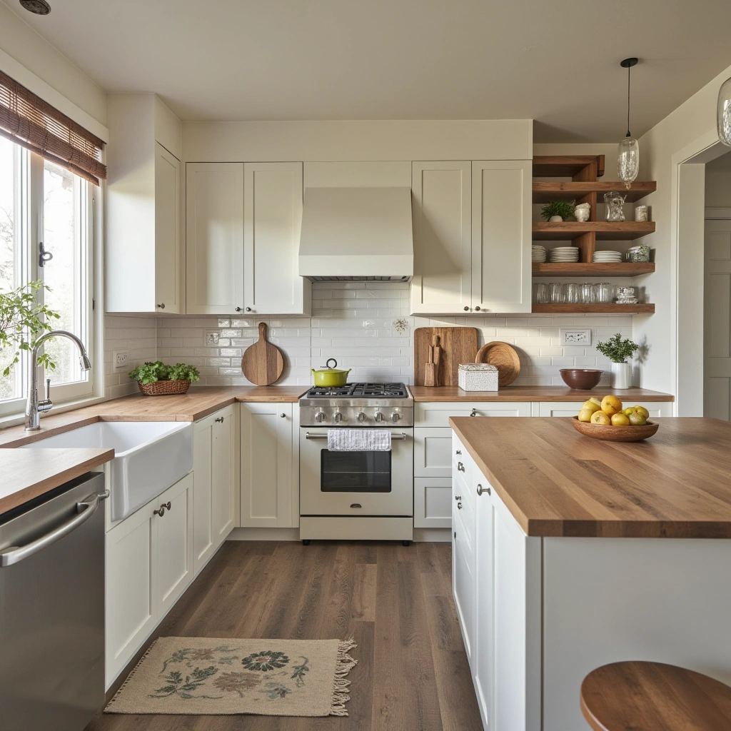 9. Farmhouse Open Kitchen with Cozy Charm