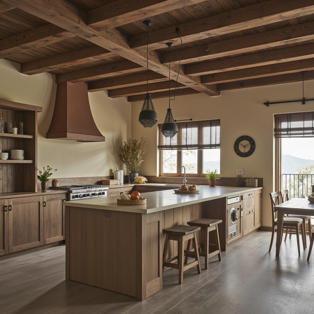 2. Rustic Open Kitchen Design