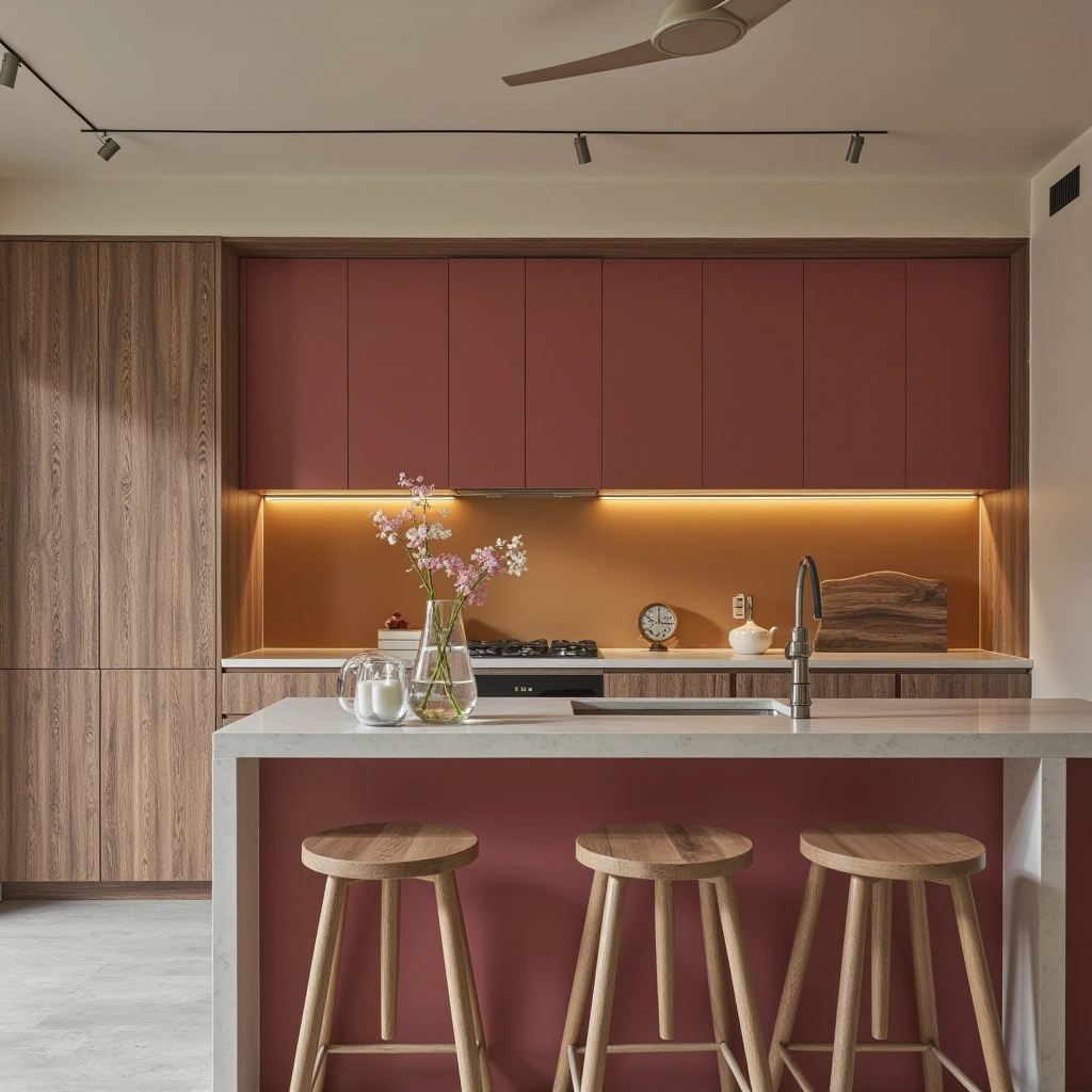 3. Bold Color Pop Open Kitchen