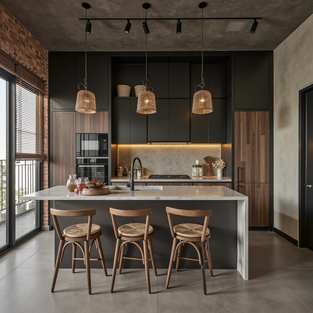 6. Industrial Open Kitchen Design