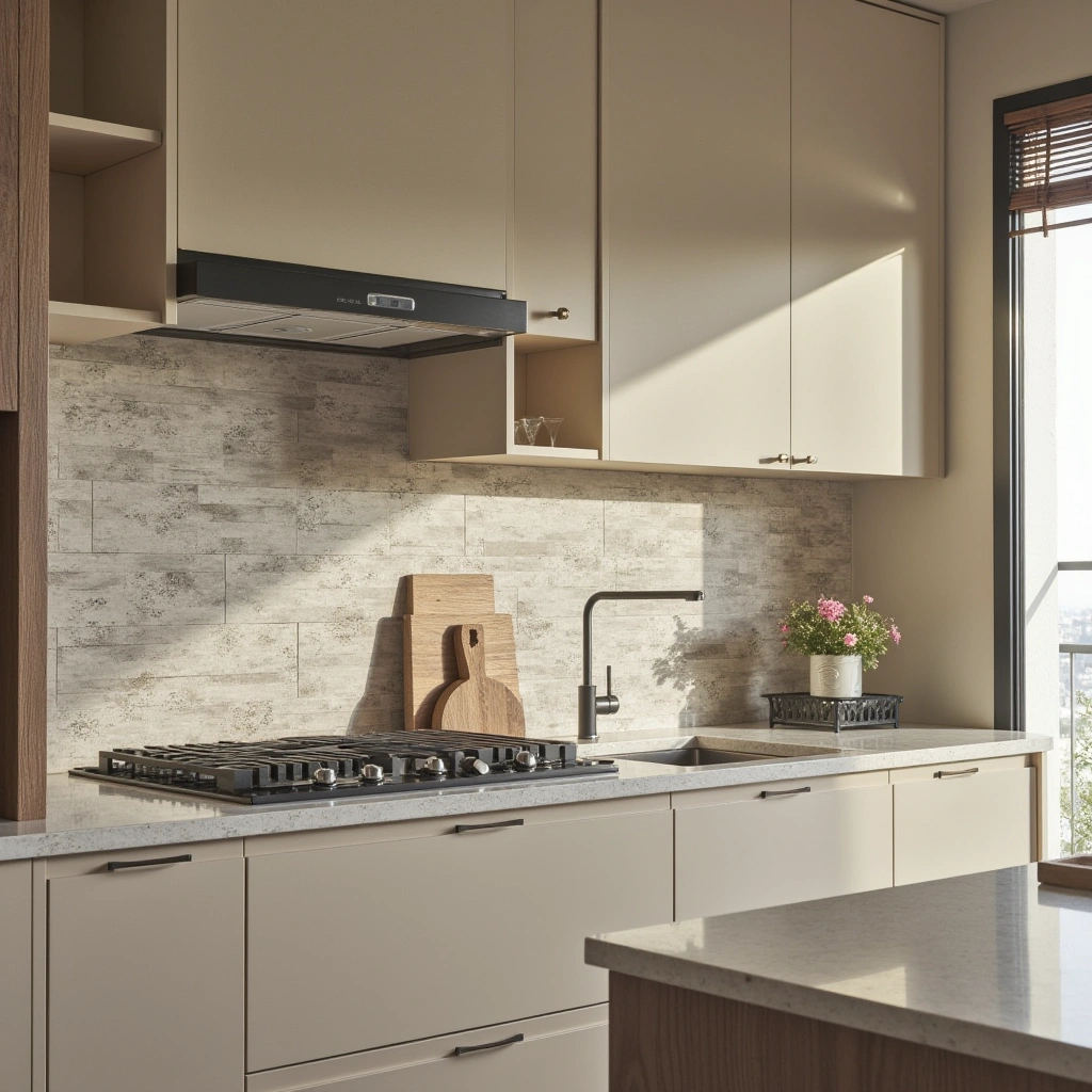 2. Textured Stone Tile Backsplash