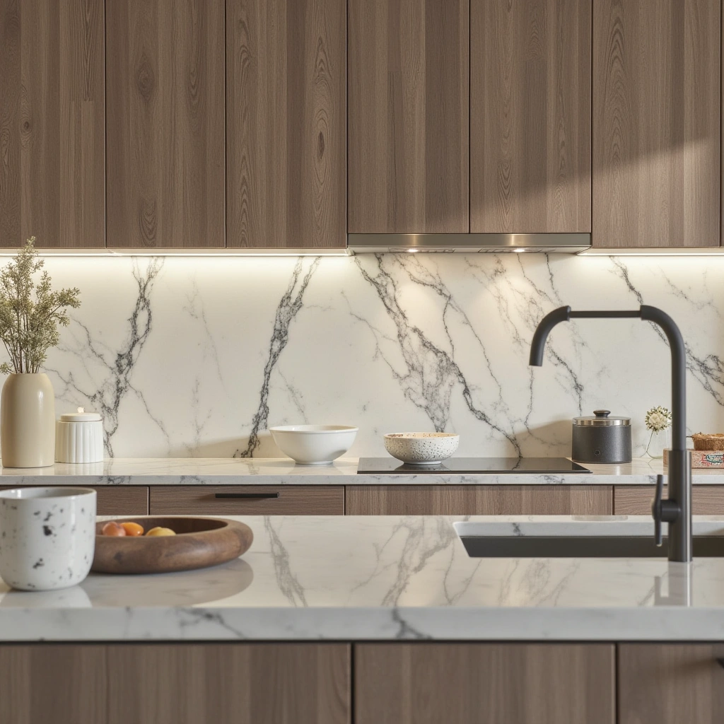 6. Marble Subway Tile Backsplash
