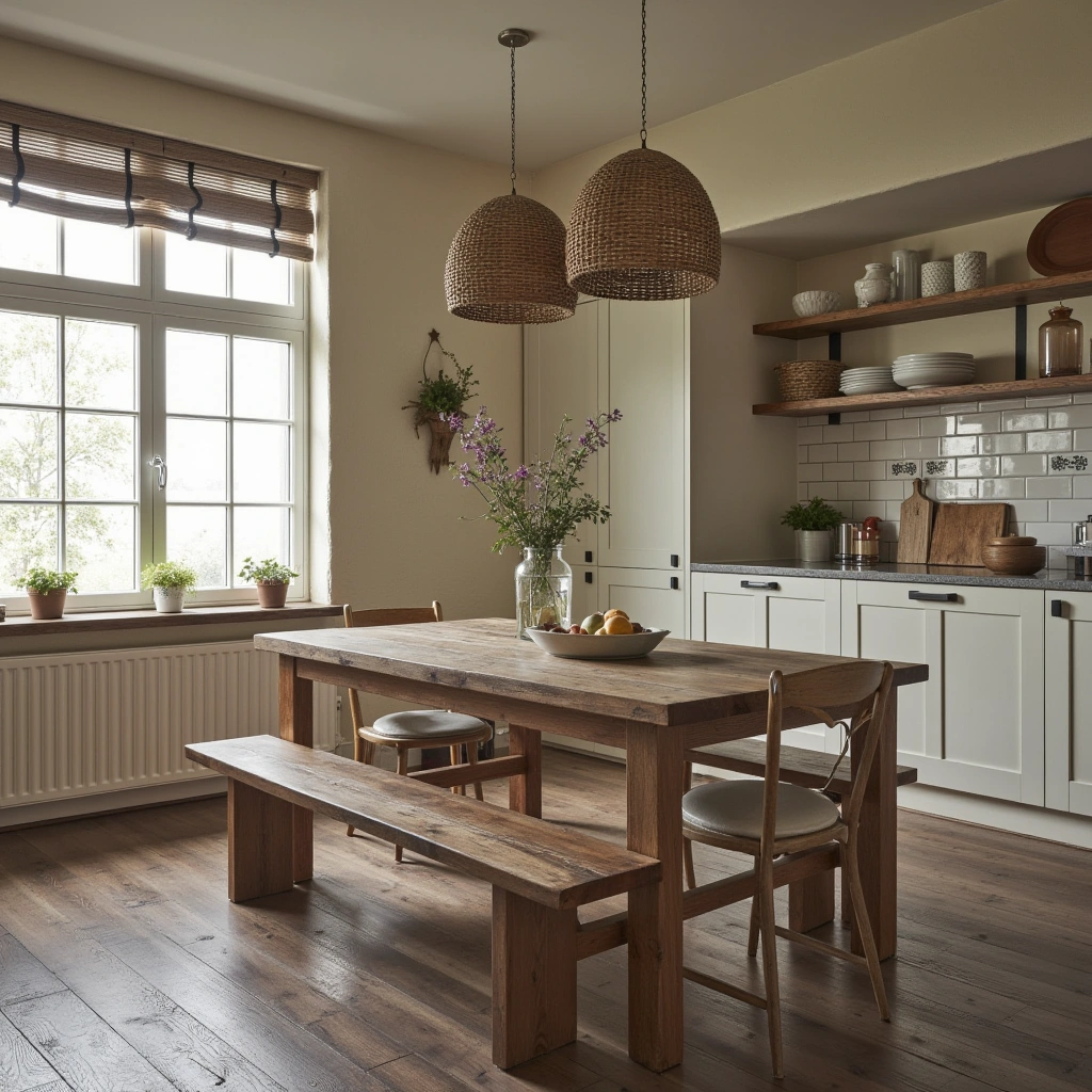10. Large Rustic Farmhouse Table as a Gathering Spot