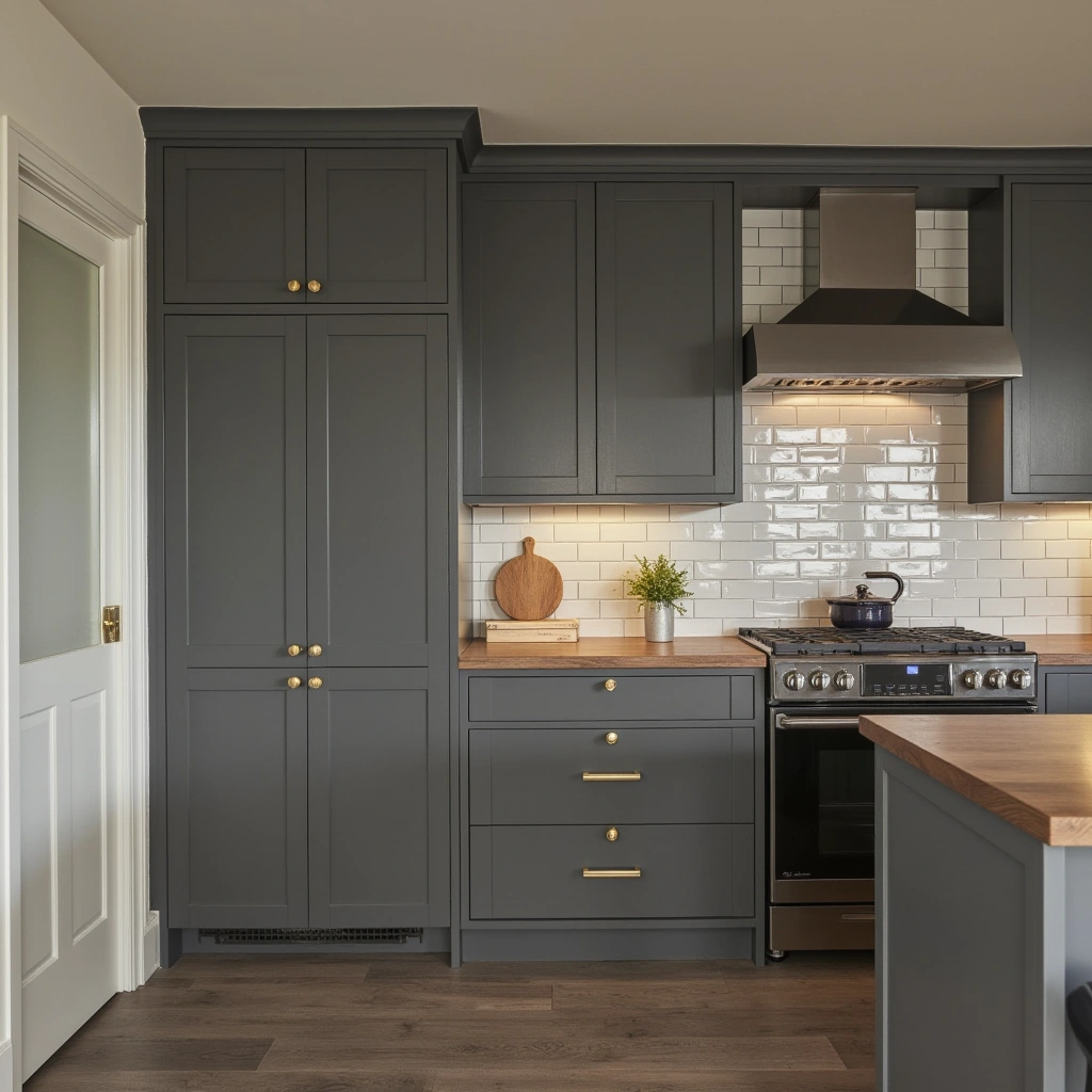 2. Moody Gray Modern Farmhouse Kitchen