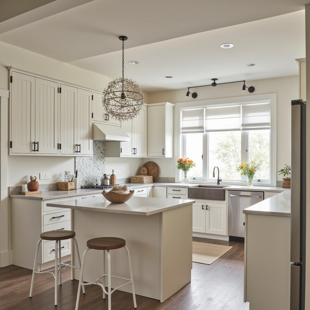 1. Classic White Shaker Cabinets with Rustic Wood Accents