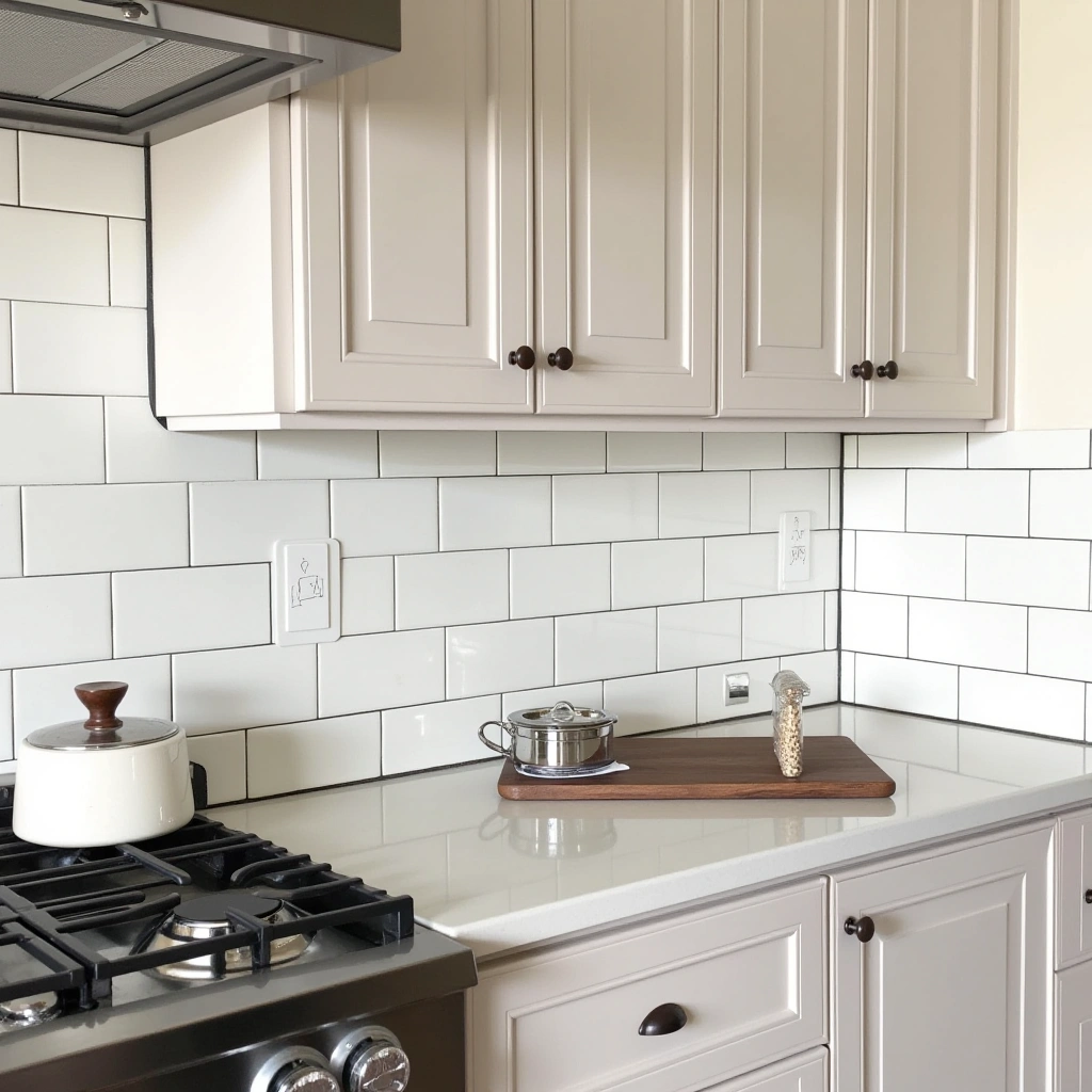 4. Subway Tile Backsplash with Contrasting Grout