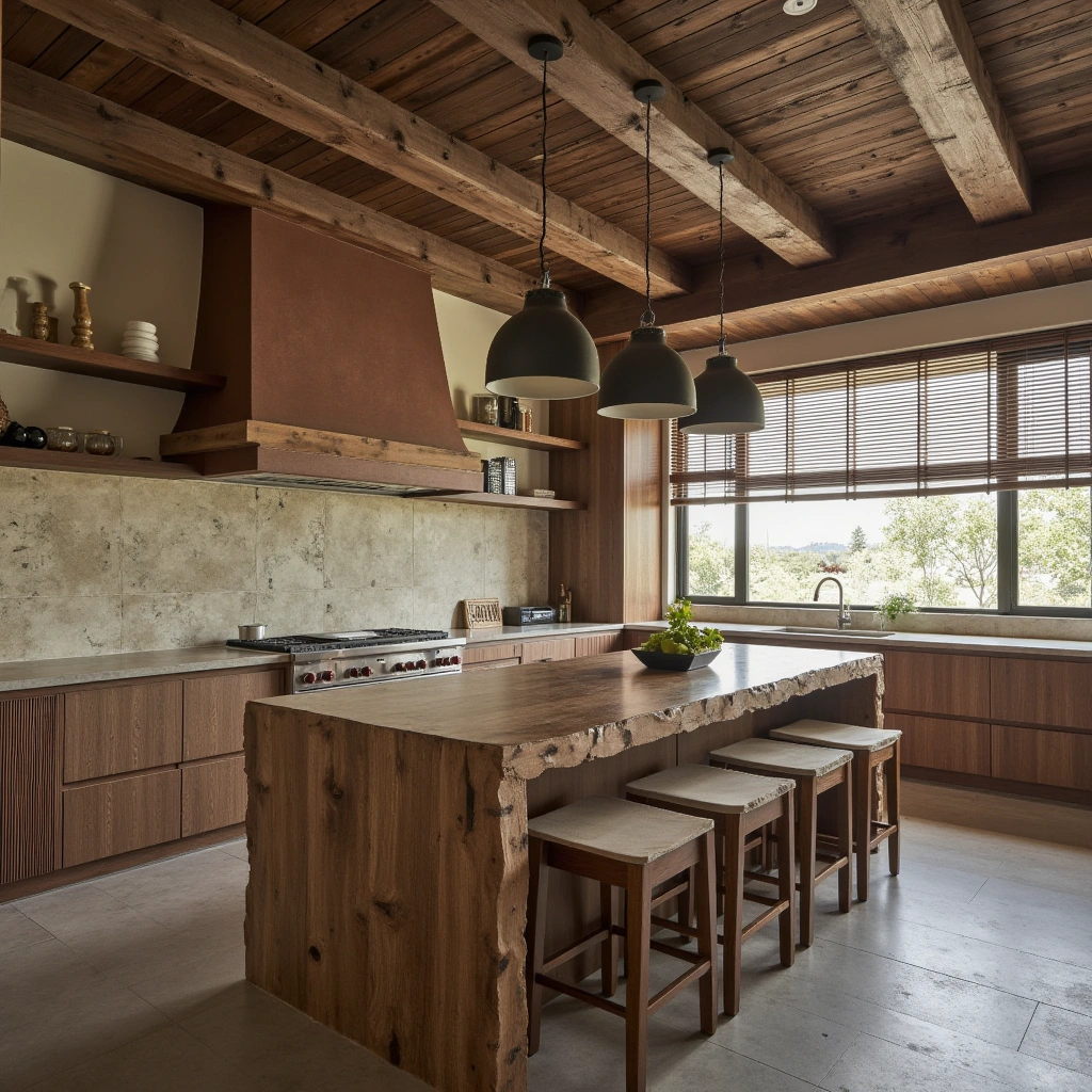 2. Rustic Wood and Stone Elements