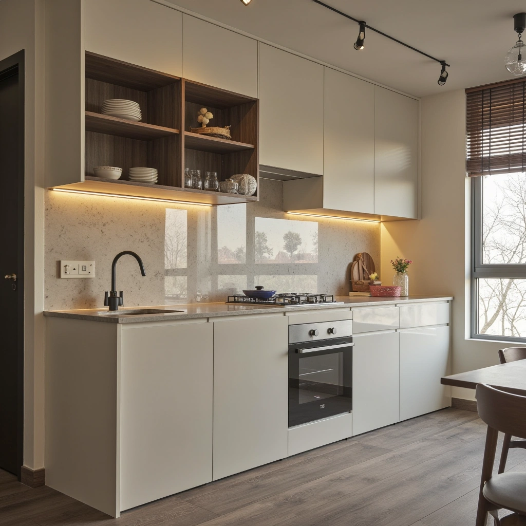 3. Glossy Acrylic Panels for a Sleek Modern Kitchen