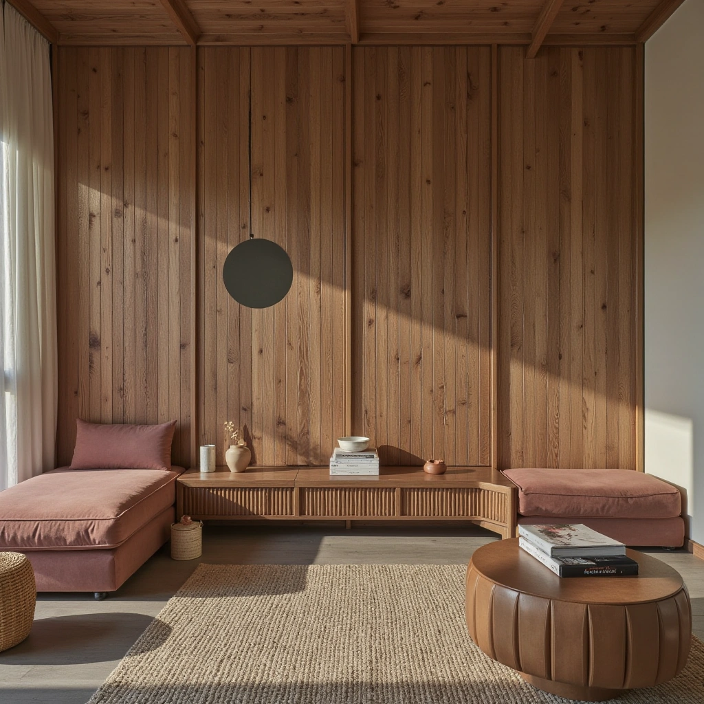 2. Rustic Half Panelled Walls with Natural Wood Finish