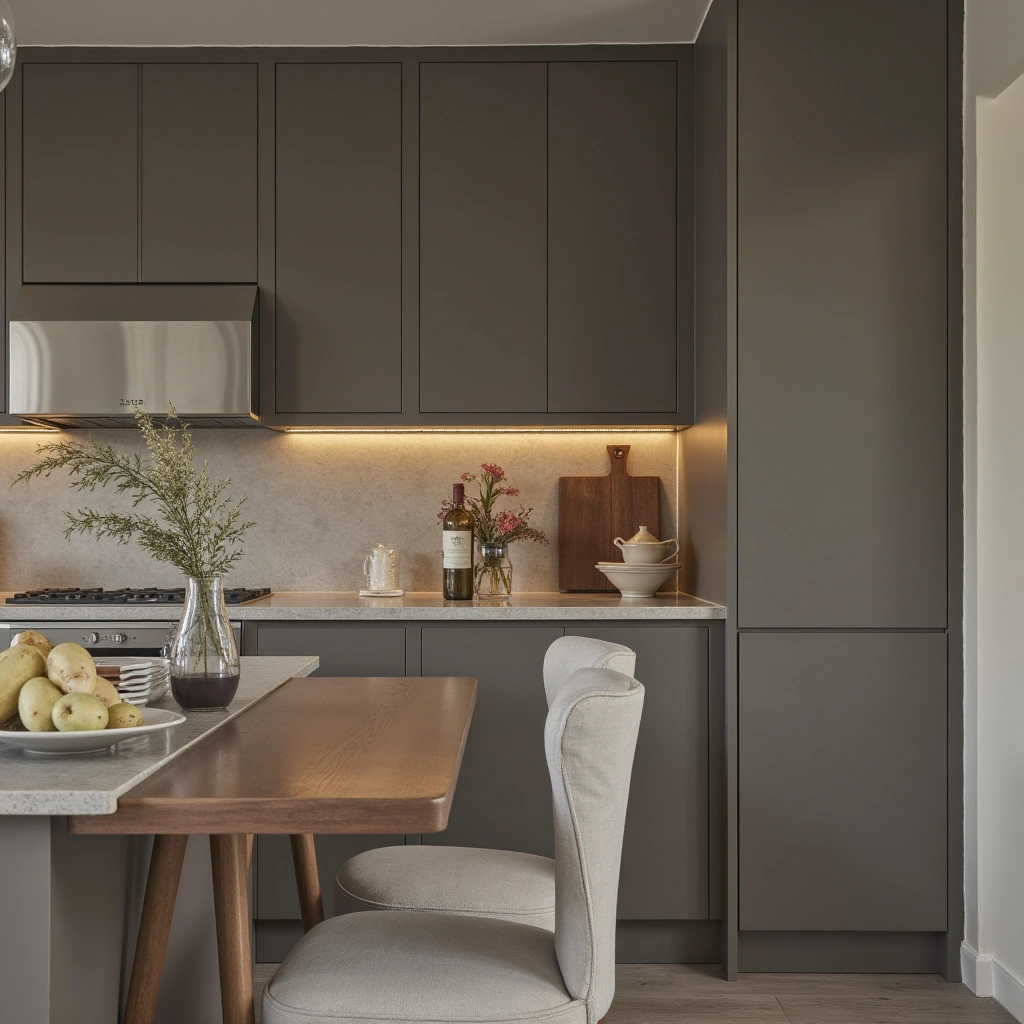10. Taupe Cabinets with Concrete Countertops