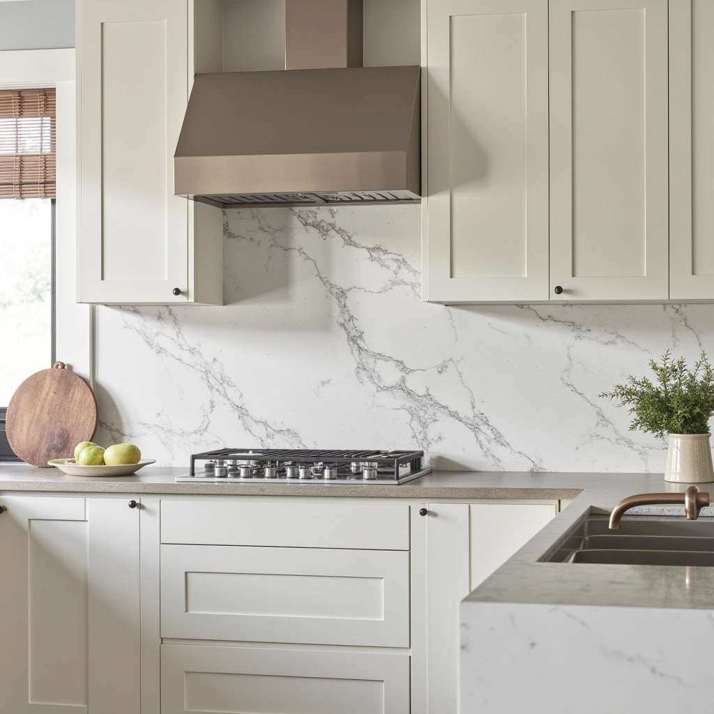 12. Quartz Backsplash for Easy Maintenance