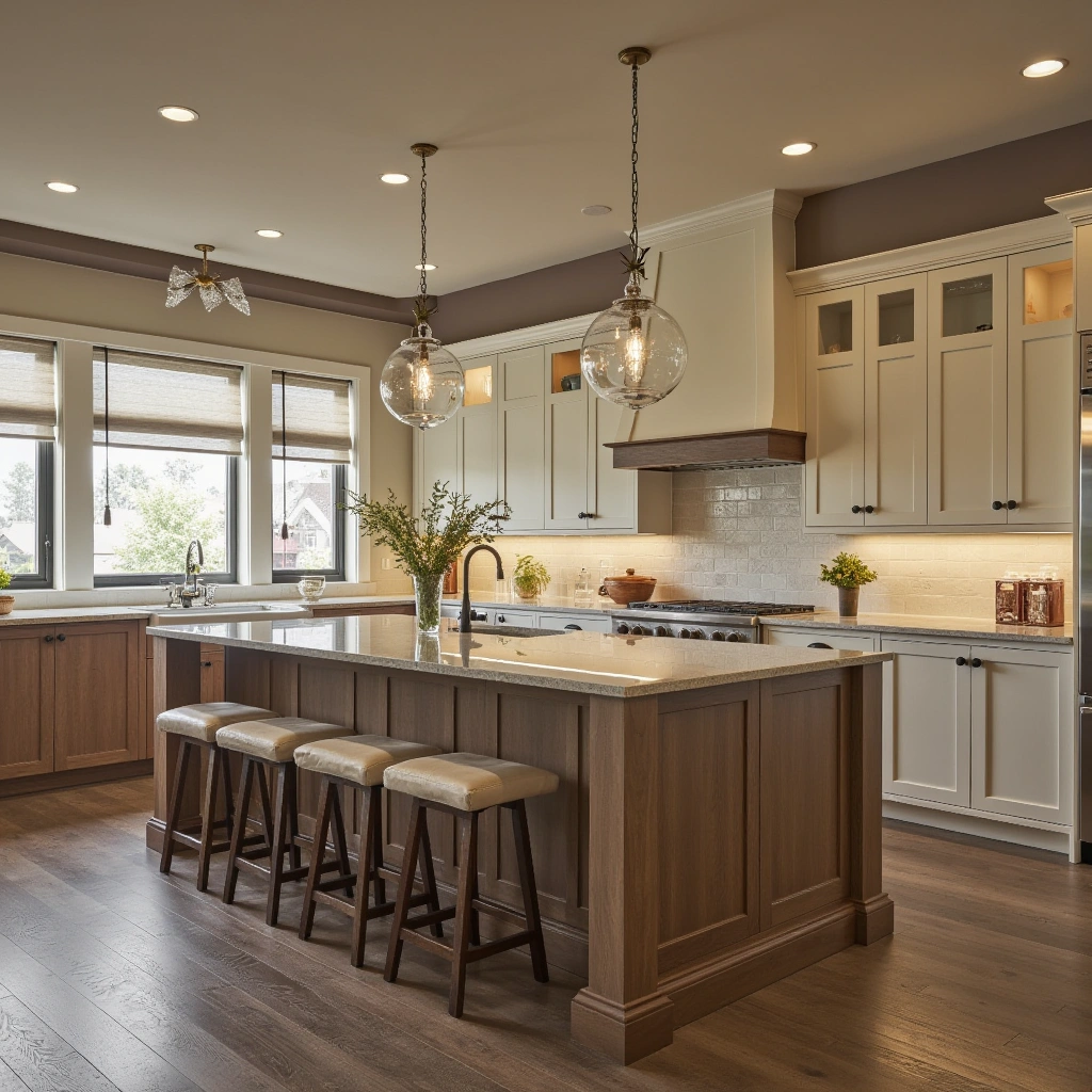 5. The Farmhouse-Style Island with Seating on Two Adjacent Sides