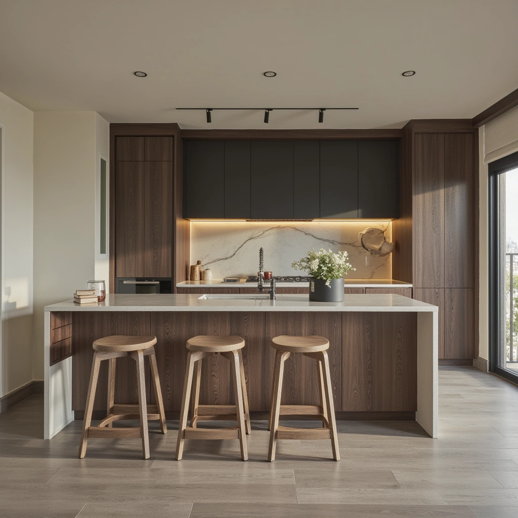 6. The Minimalist Island with Seating on Two Parallel Sides