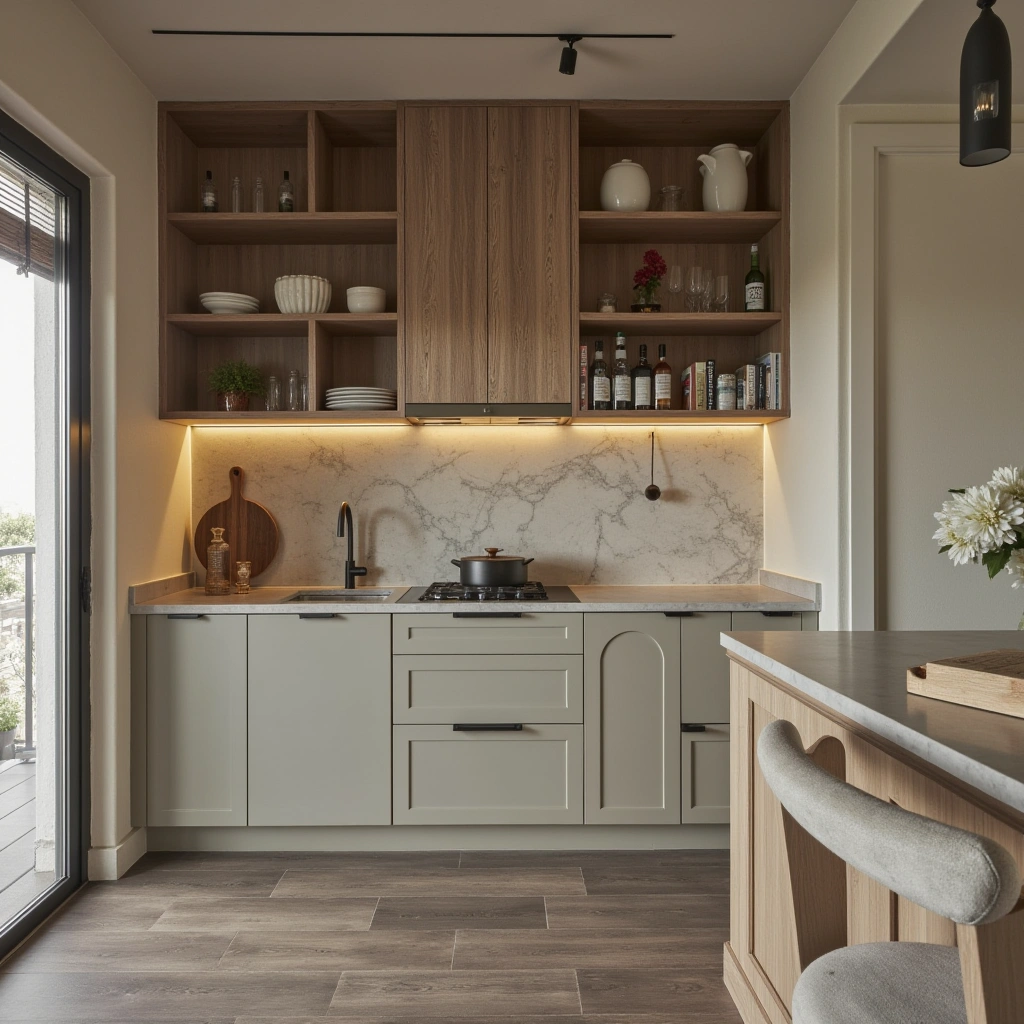 5. Hybrid Cabinets with Open Shelves