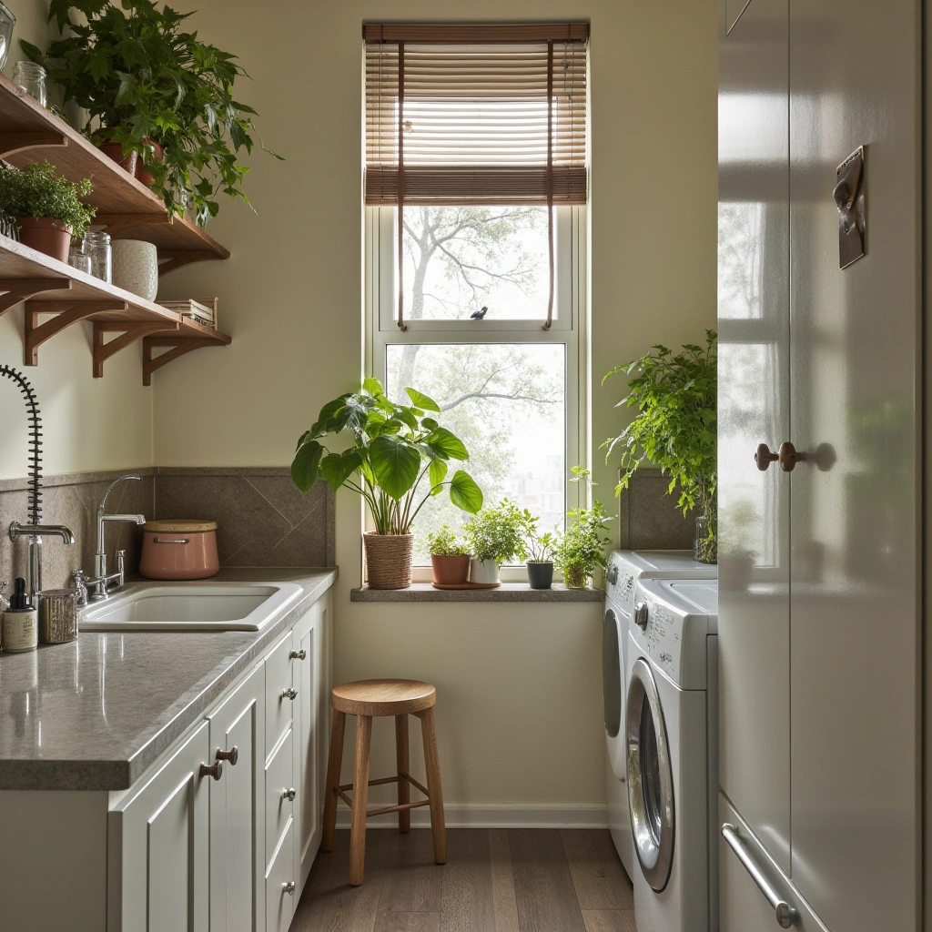12. Adding Greenery for a Fresh, Inviting Laundry Room