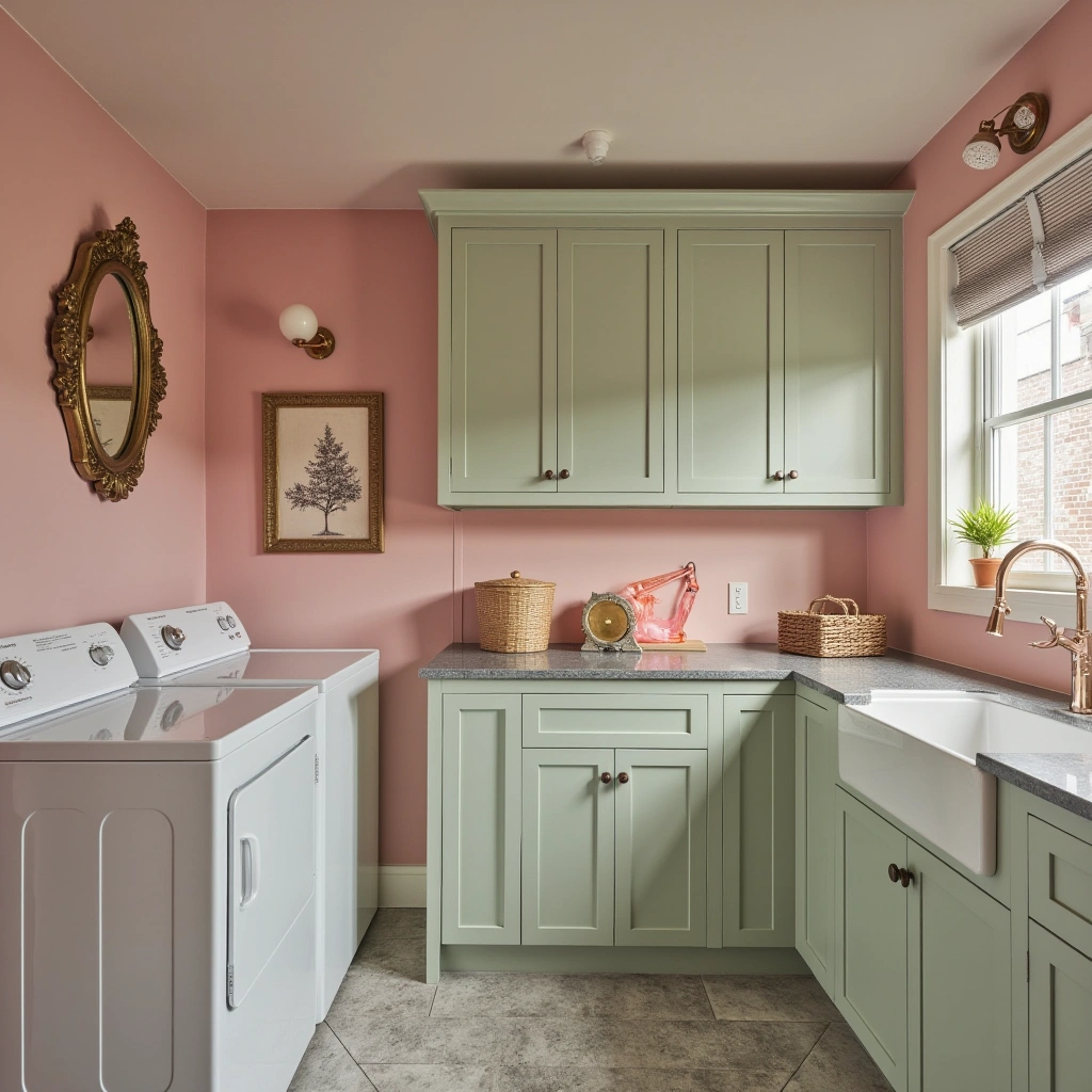 12. Vintage Glam Laundry with Chic Touches