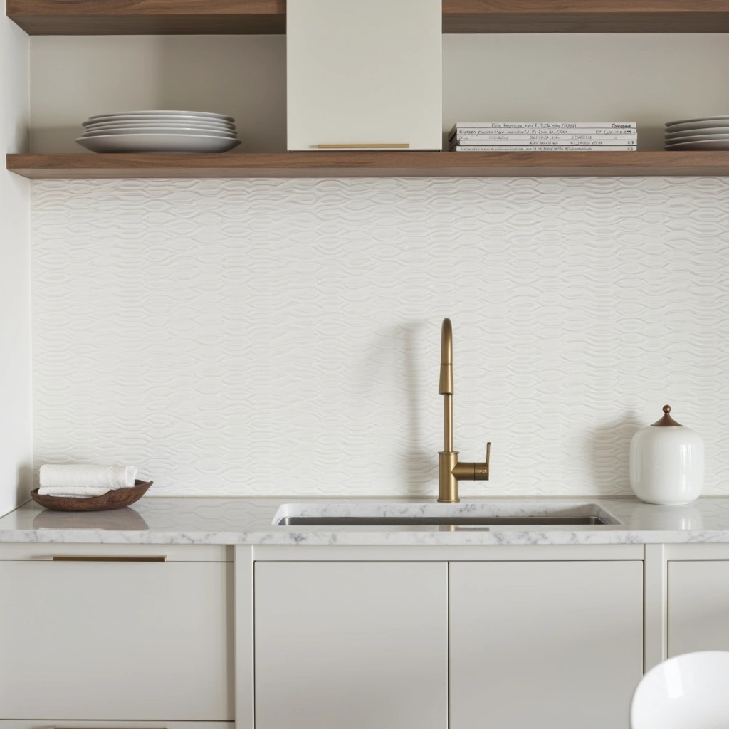9. White-on-White Textured Tiles