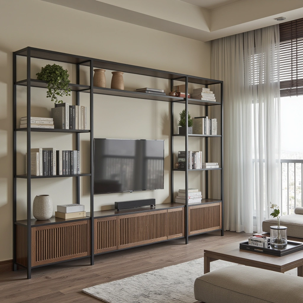 5. Black Shelving for Functional Flair