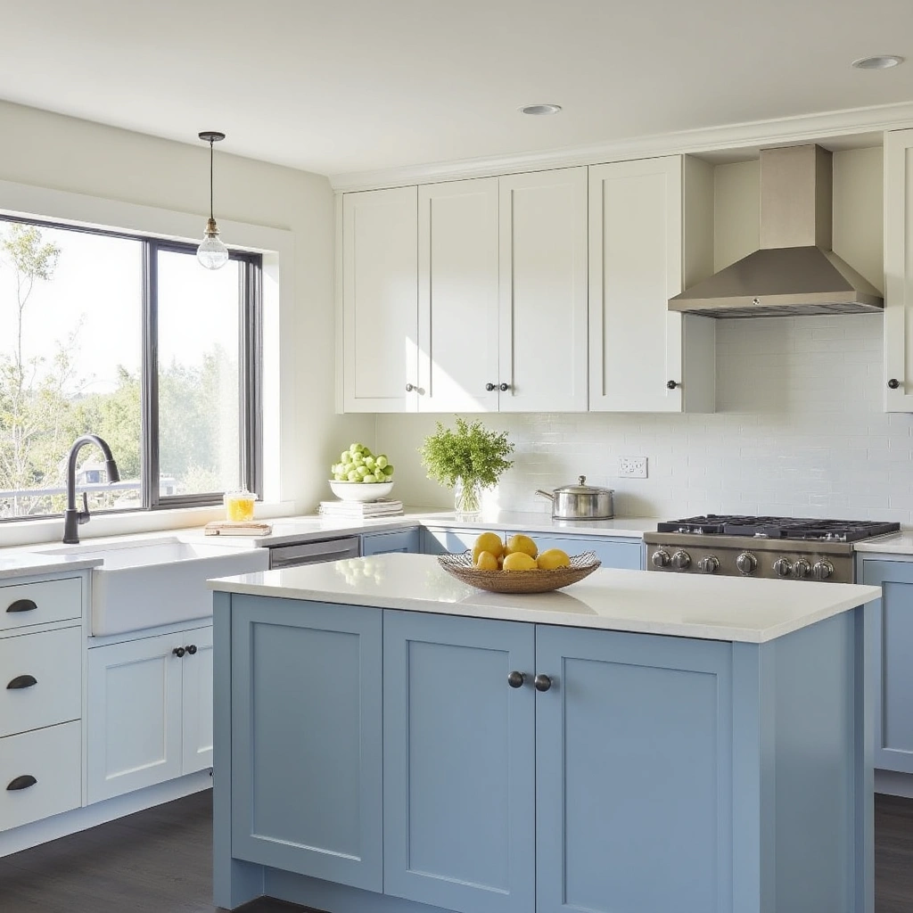 7. Pale Blue and White Two Tone Cabinets