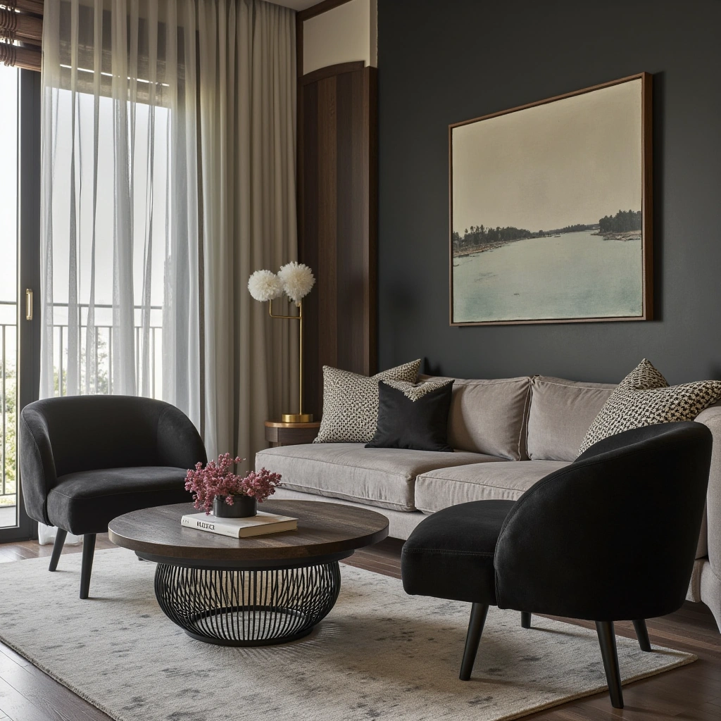 5. Black Accent Chairs with Bold Patterns