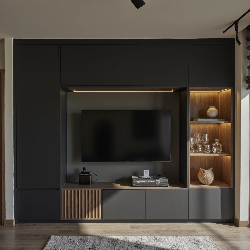7. Black Storage Cabinets with Minimal Hardware