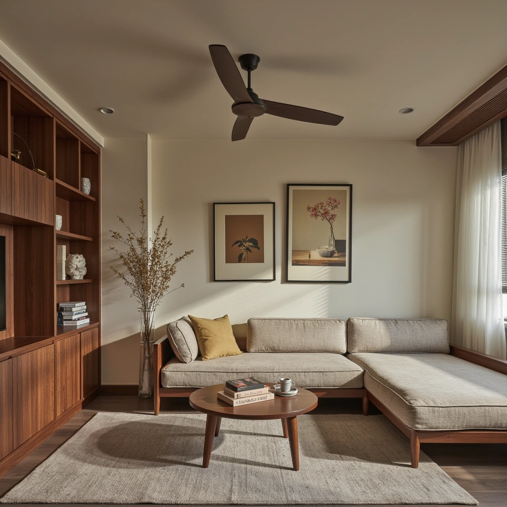 1. Warm Wood Tones and Textured Fabrics