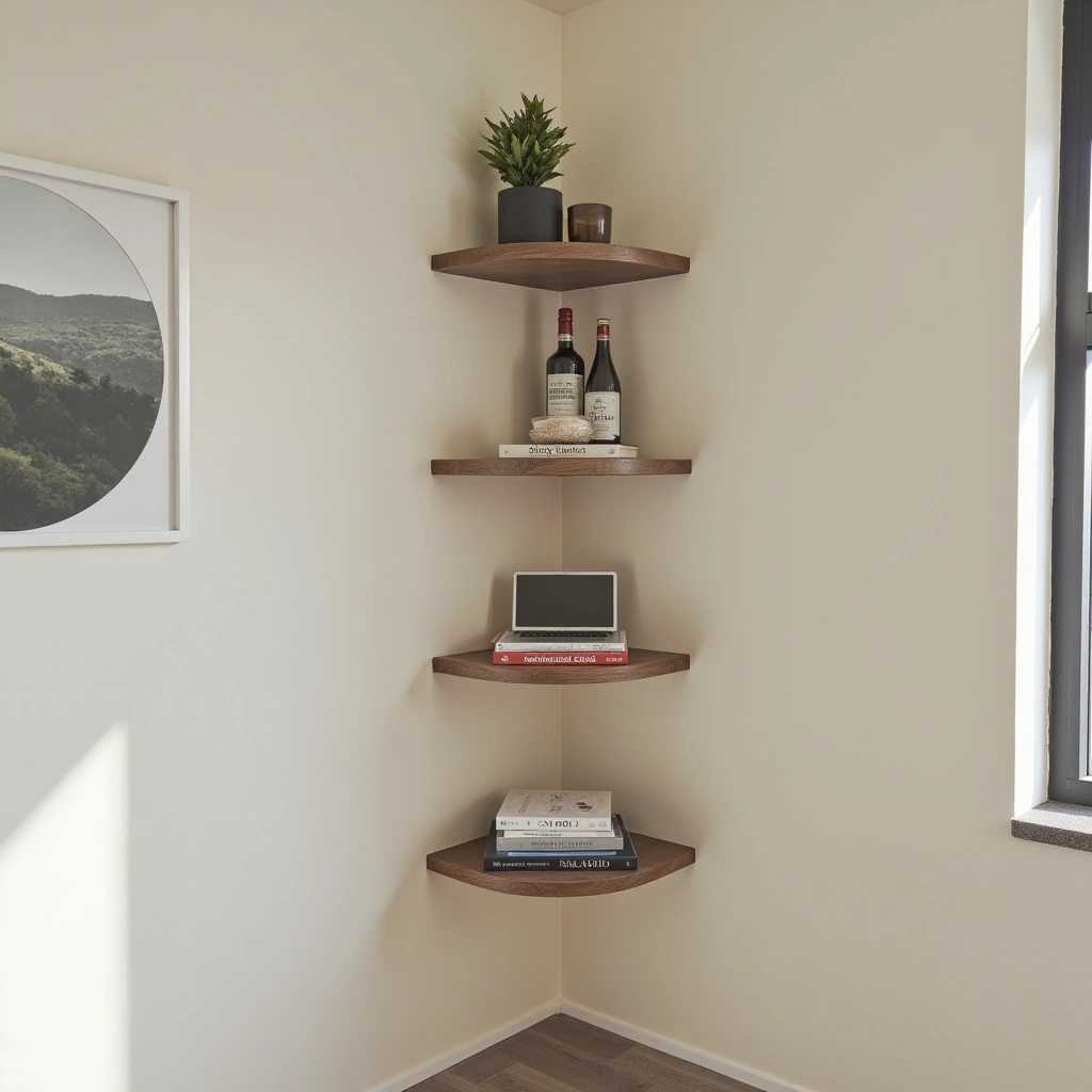 1. Floating Corner Shelves: Minimalist Magic