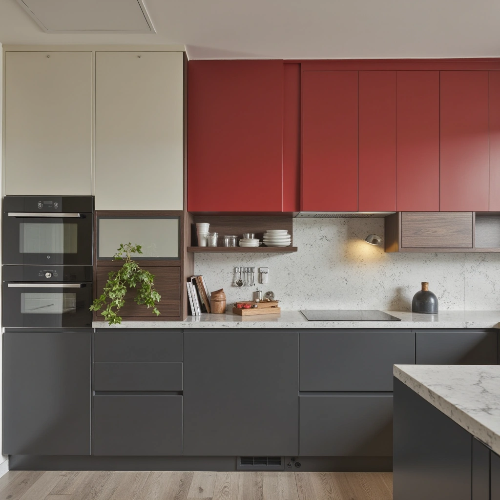 7. Charcoal Gray, White, and Bright Red
