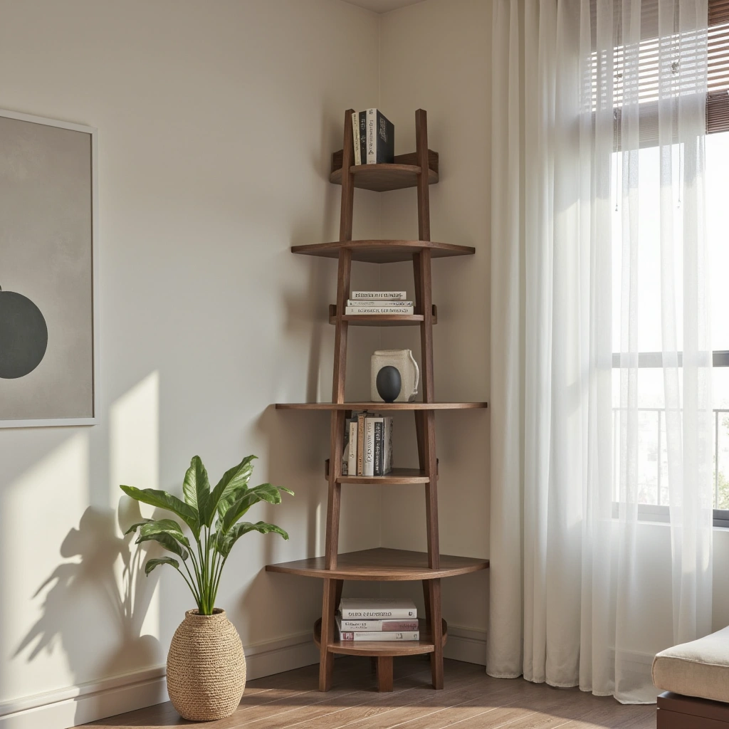 5. Ladder Style Corner Shelves: Casual and Functional