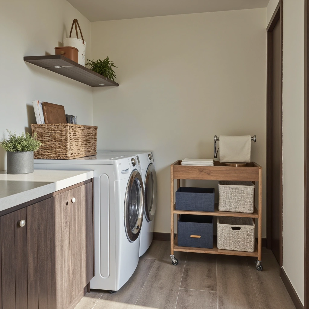 6. Rolling Laundry Cart for Mobility and Sorting