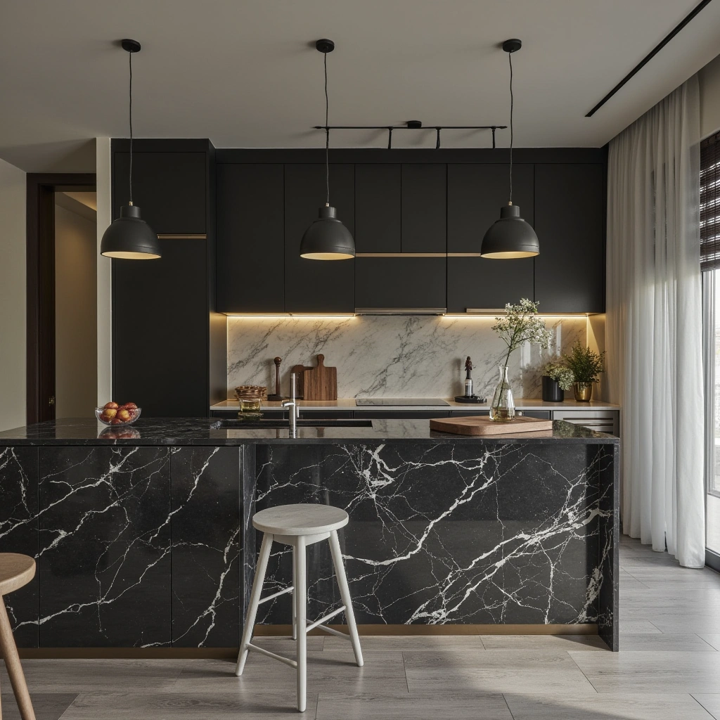 6. Two-Tone Marble: Black and White Marble Combo
