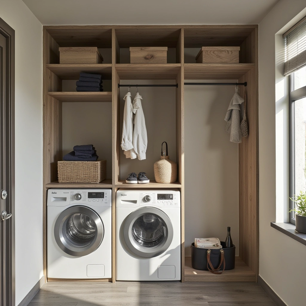 2. Open Shelving and Hanging Rod Combo