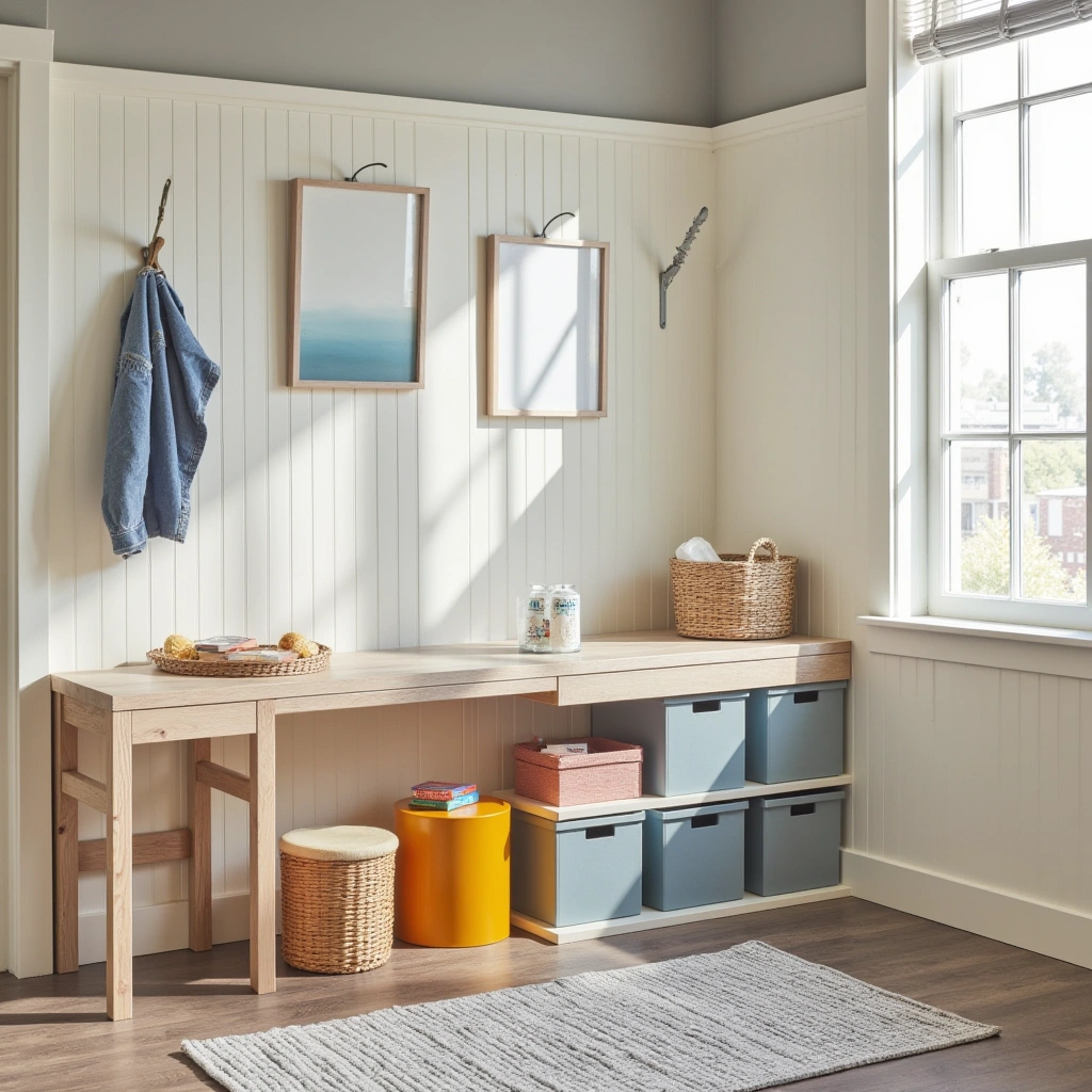 11. Kid-Friendly Mudroom and Laundry with Play Area