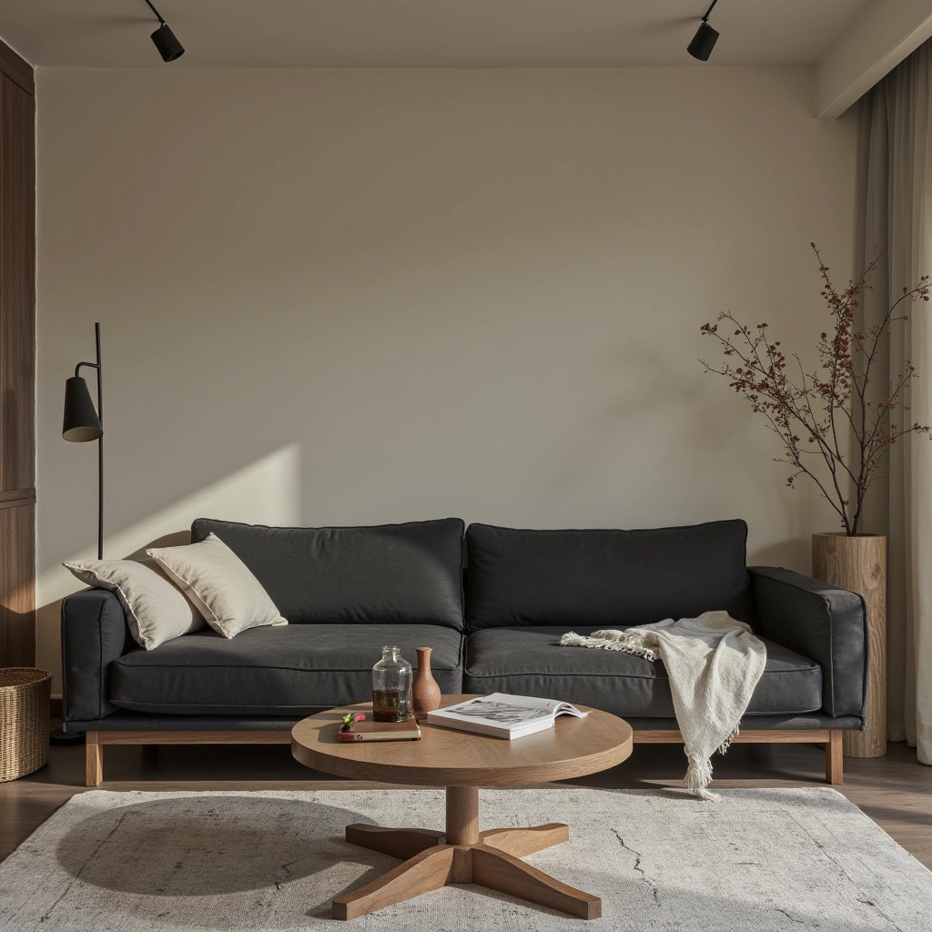 1. Scandinavian Minimalism with a Dark Grey Sofa