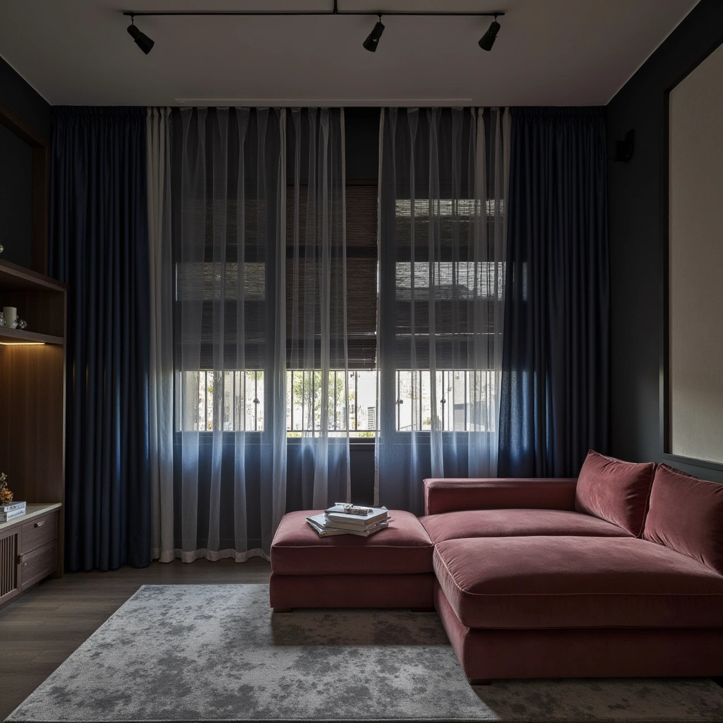 7. Heavy Drapes in Dark Hues for Drama