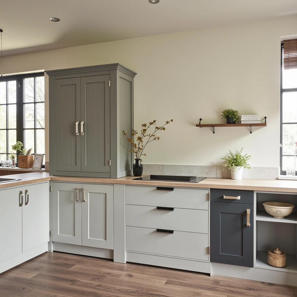 3. Vintage Cabinets Paired with Modern Units