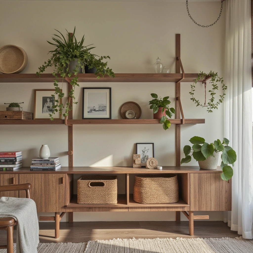 9. Open Shelving with Eclectic Decor