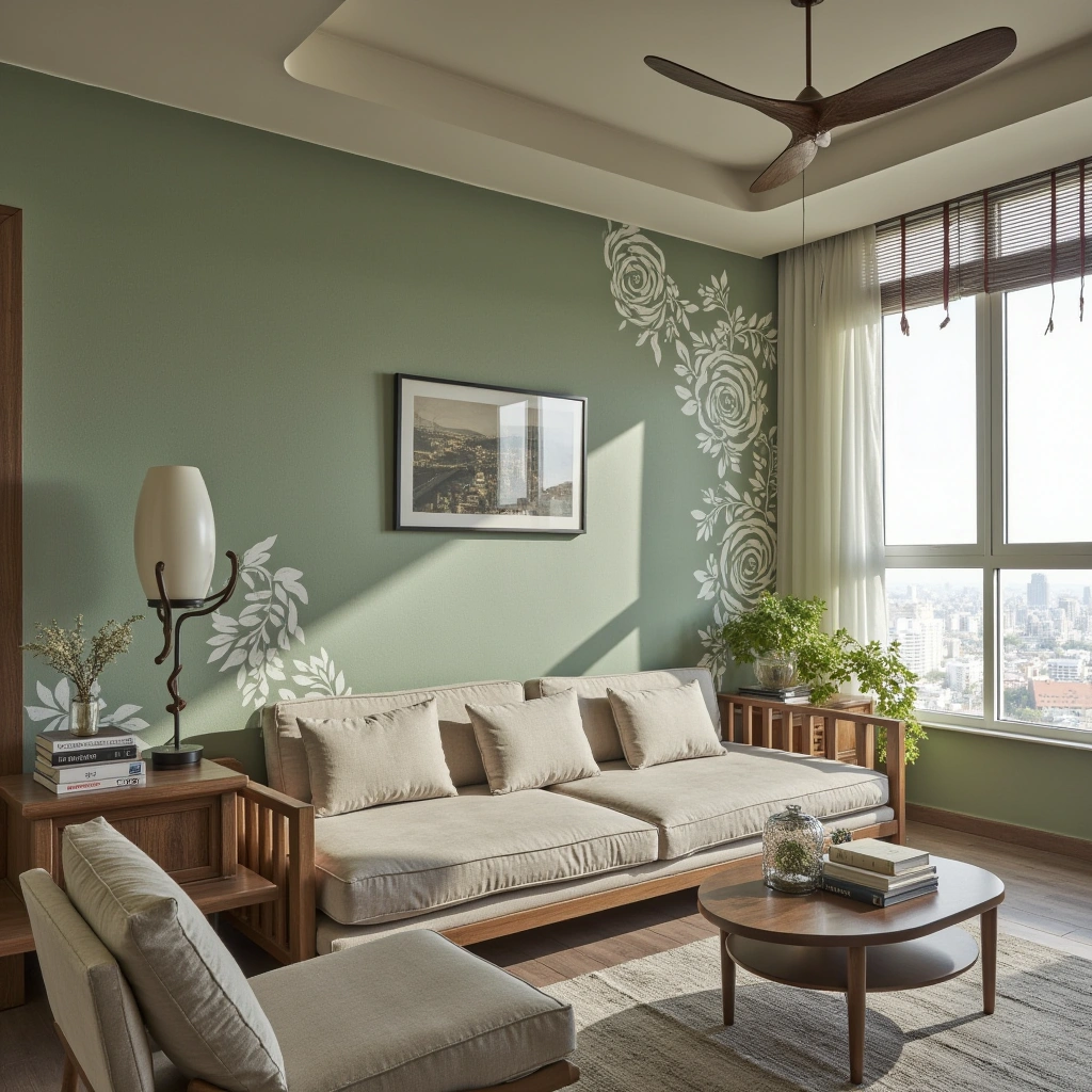 7. Patterned Sage Green Wallpaper for Visual Interest