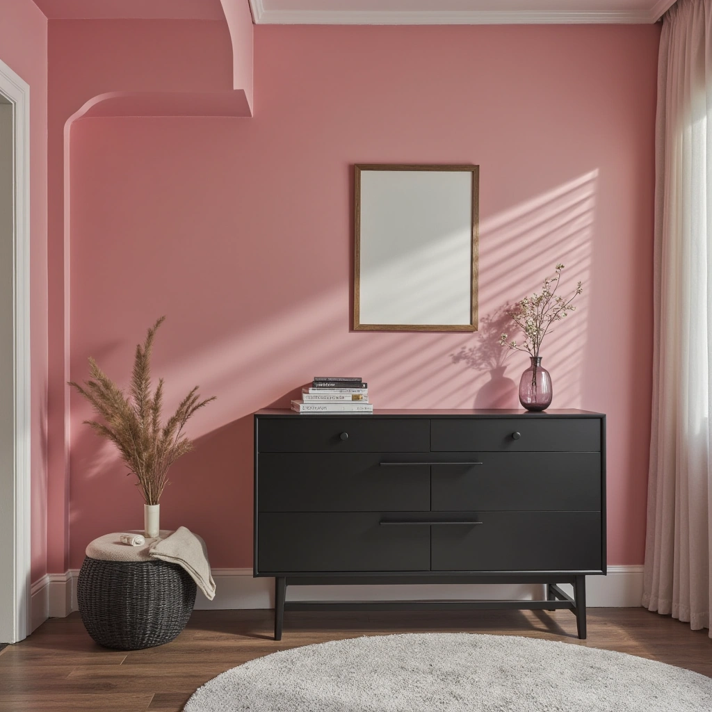 6. Black Furniture with Pink Walls