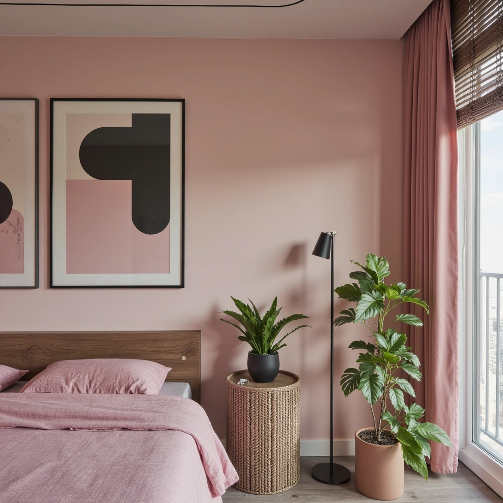 7. Pink and Black Artwork as a Focal Point