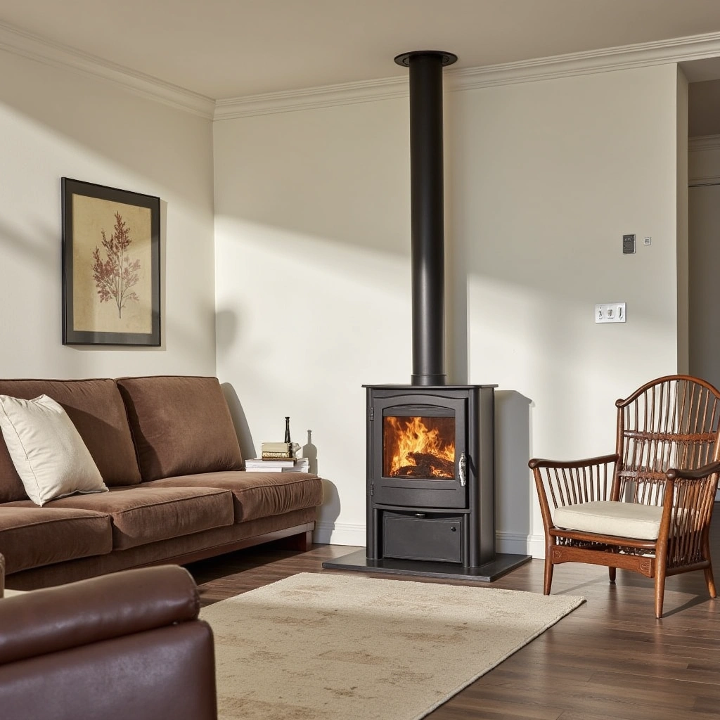 6. Space-Saving Corner Wood Stove