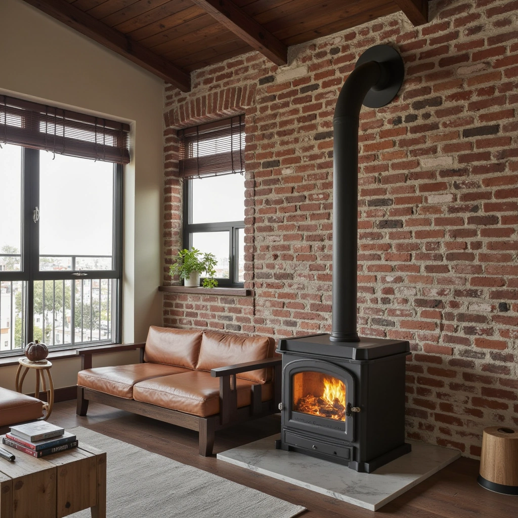 7. Industrial Loft Wood Stove