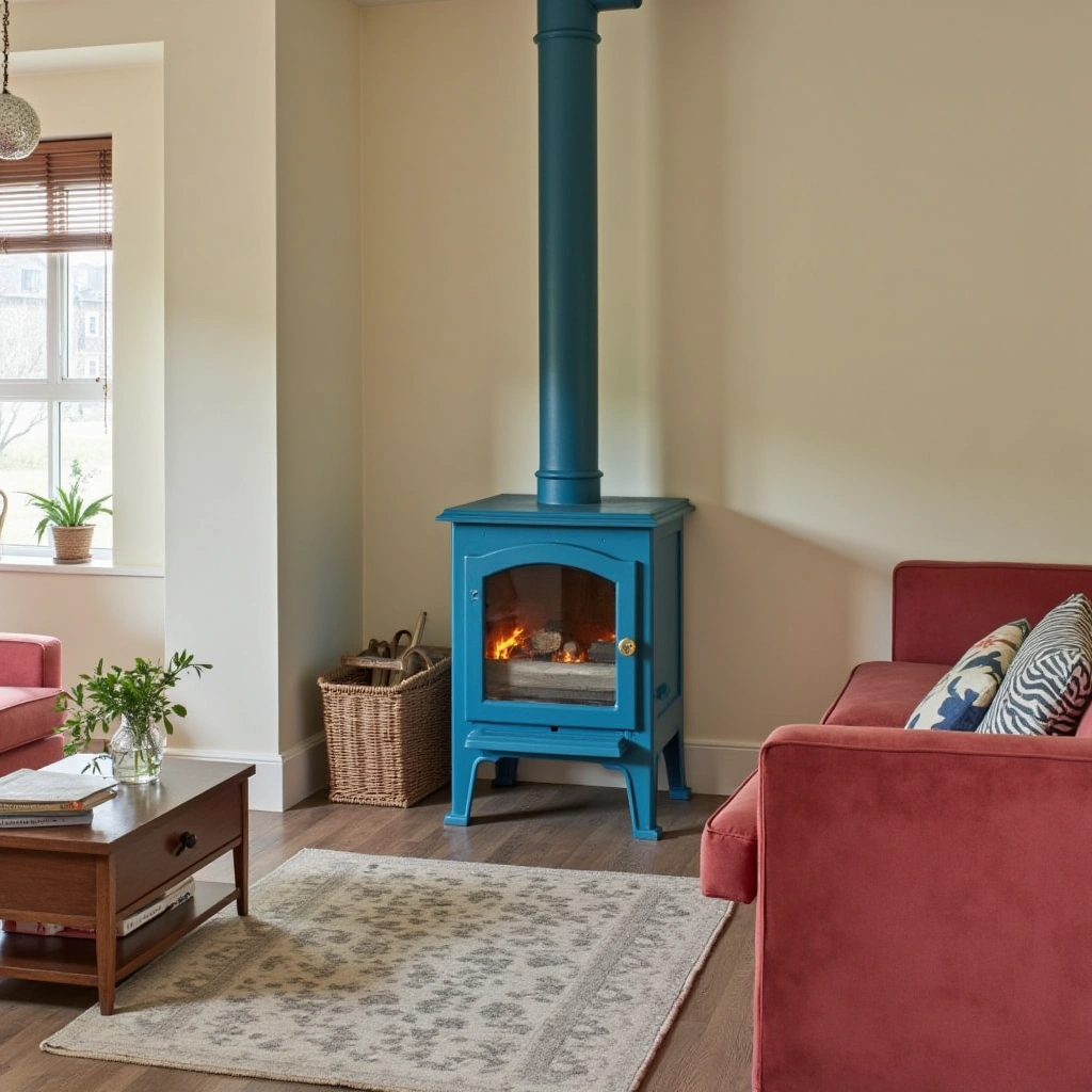 9. Painted Wood Stove as a Focal Point