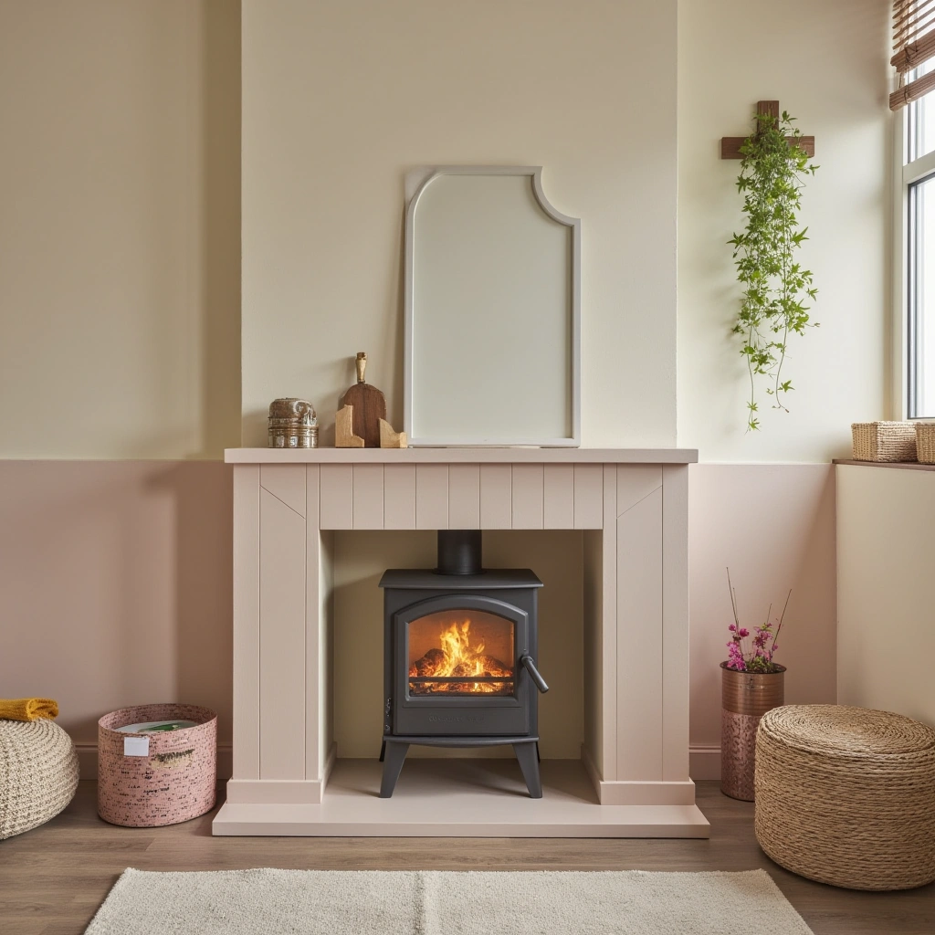 12. Safe and Stylish Wood Stove Area for Families