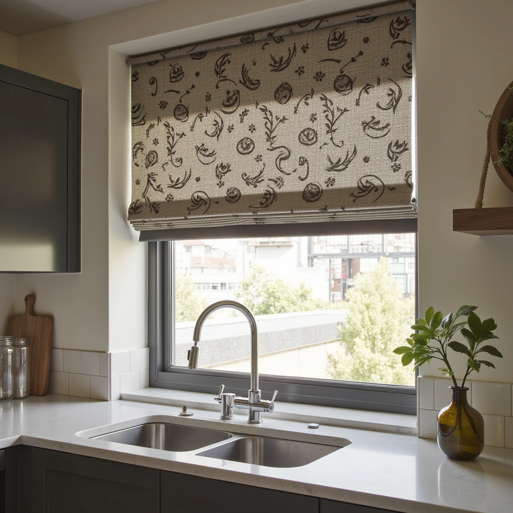 6. Patterned Roller Blinds: Minimalist Meets Bold